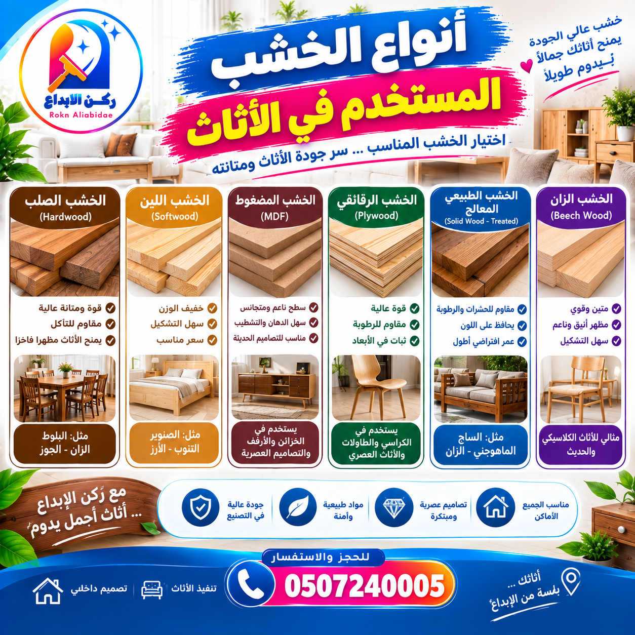 أنواع الخشب المستخدم في الأثاث