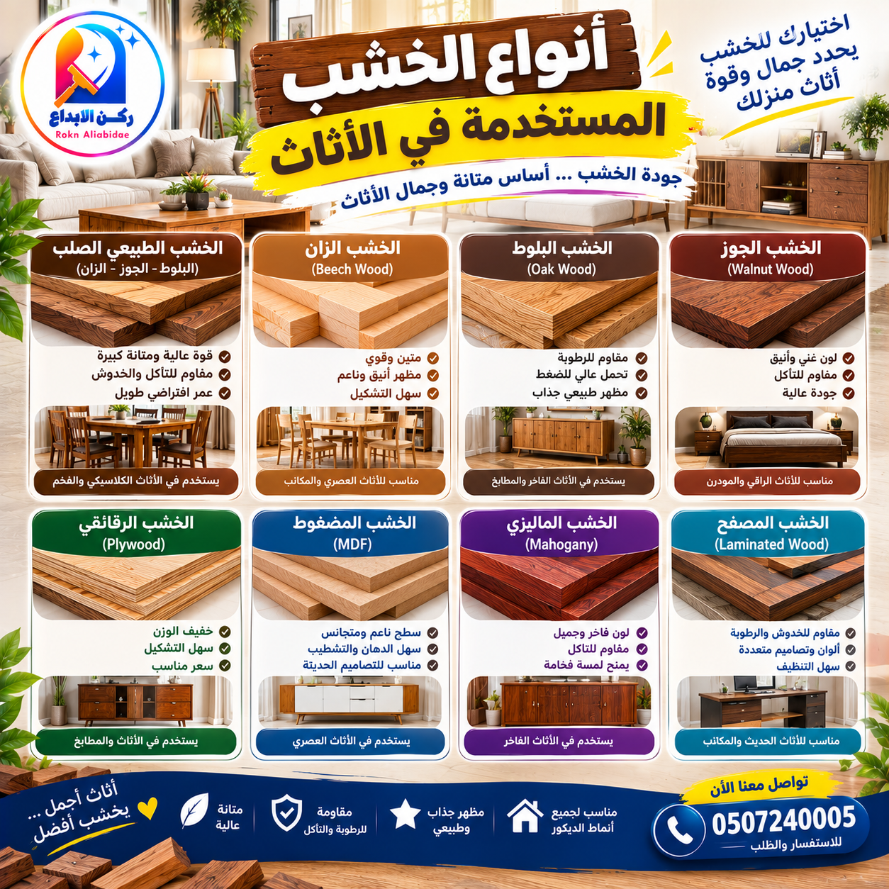 أنواع الخشب المستخدم في الأثاث