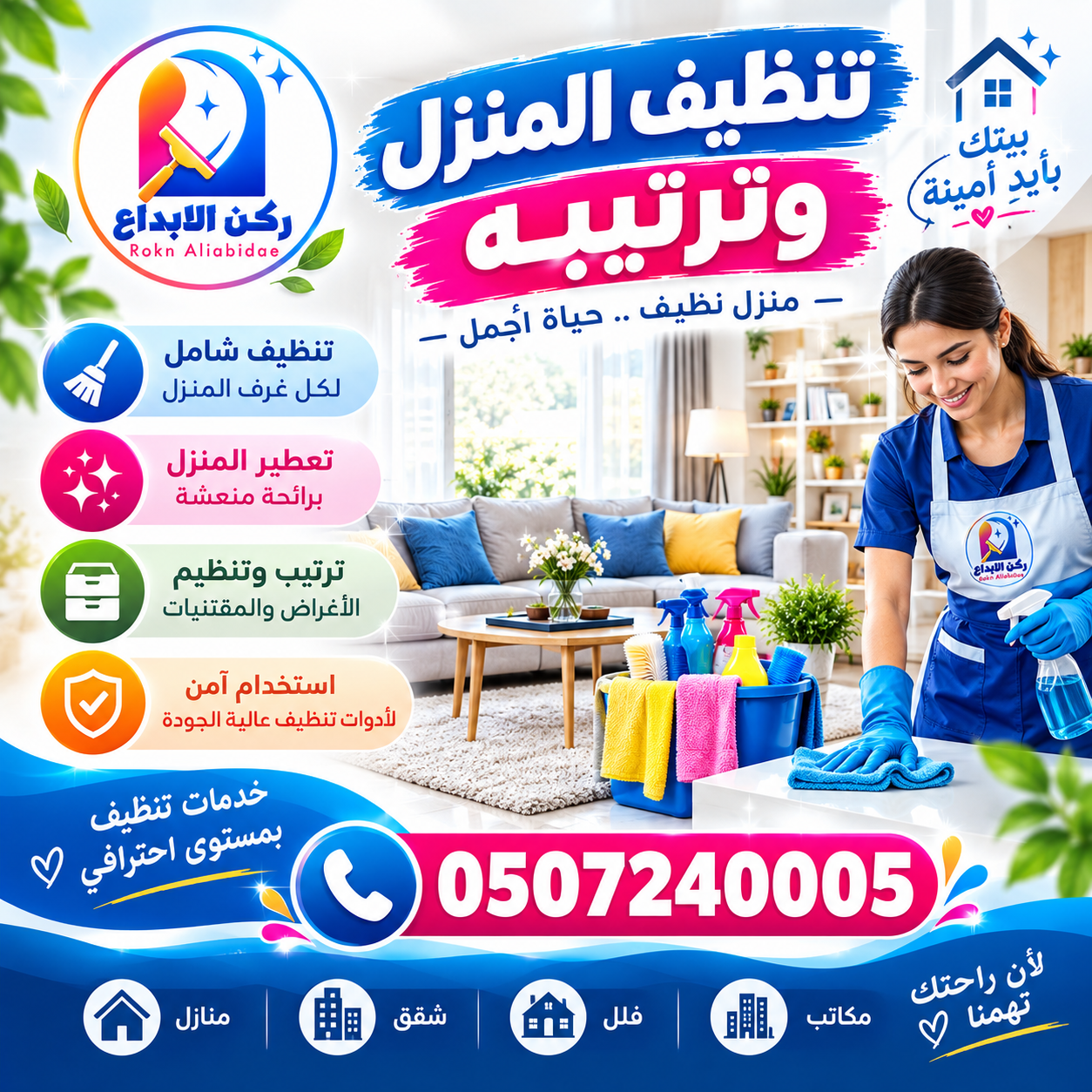 تنظيف المنزل وترتيبه