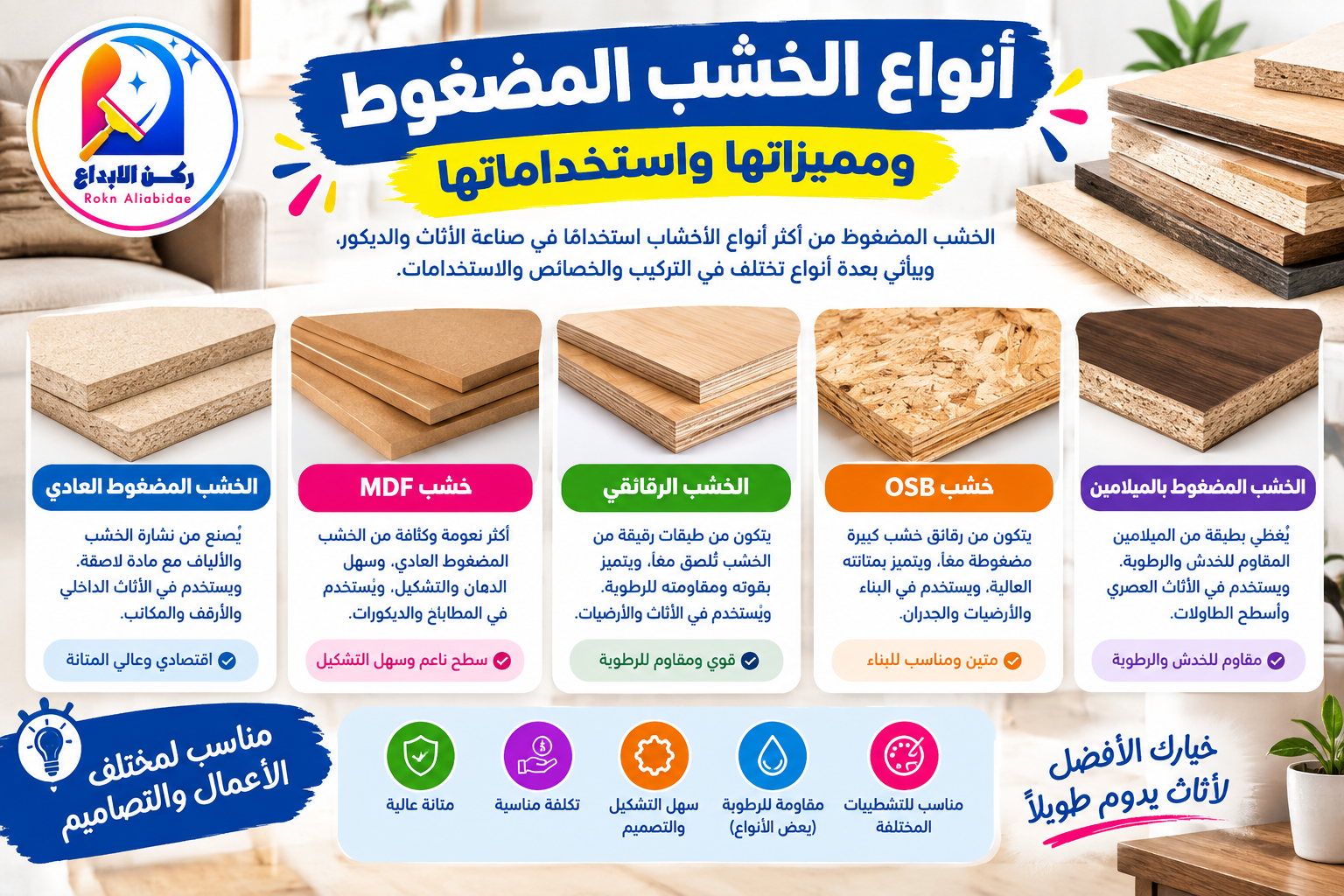 أنواع الخشب المضغوط